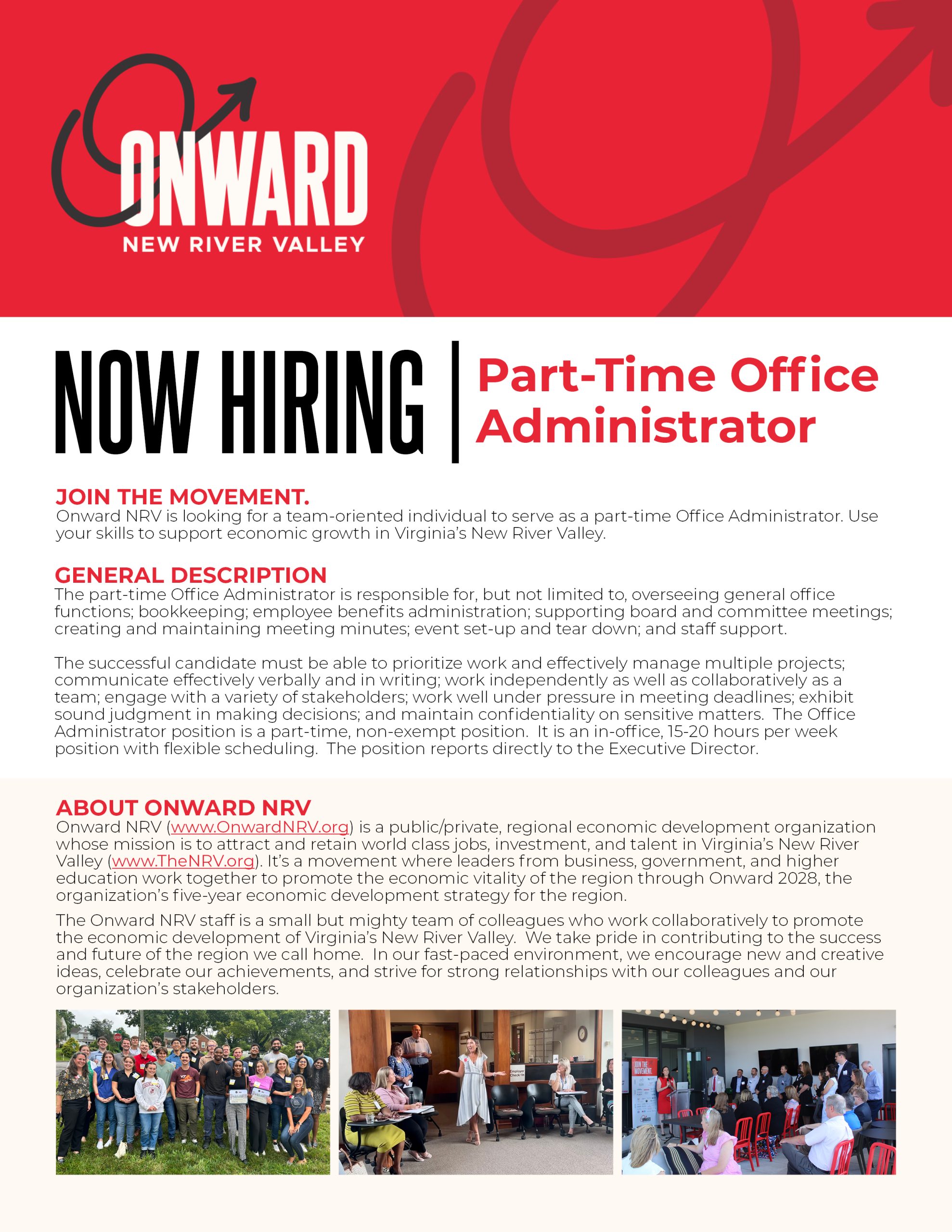 Onward NRV Part-Time Office Administrator Job Brochure